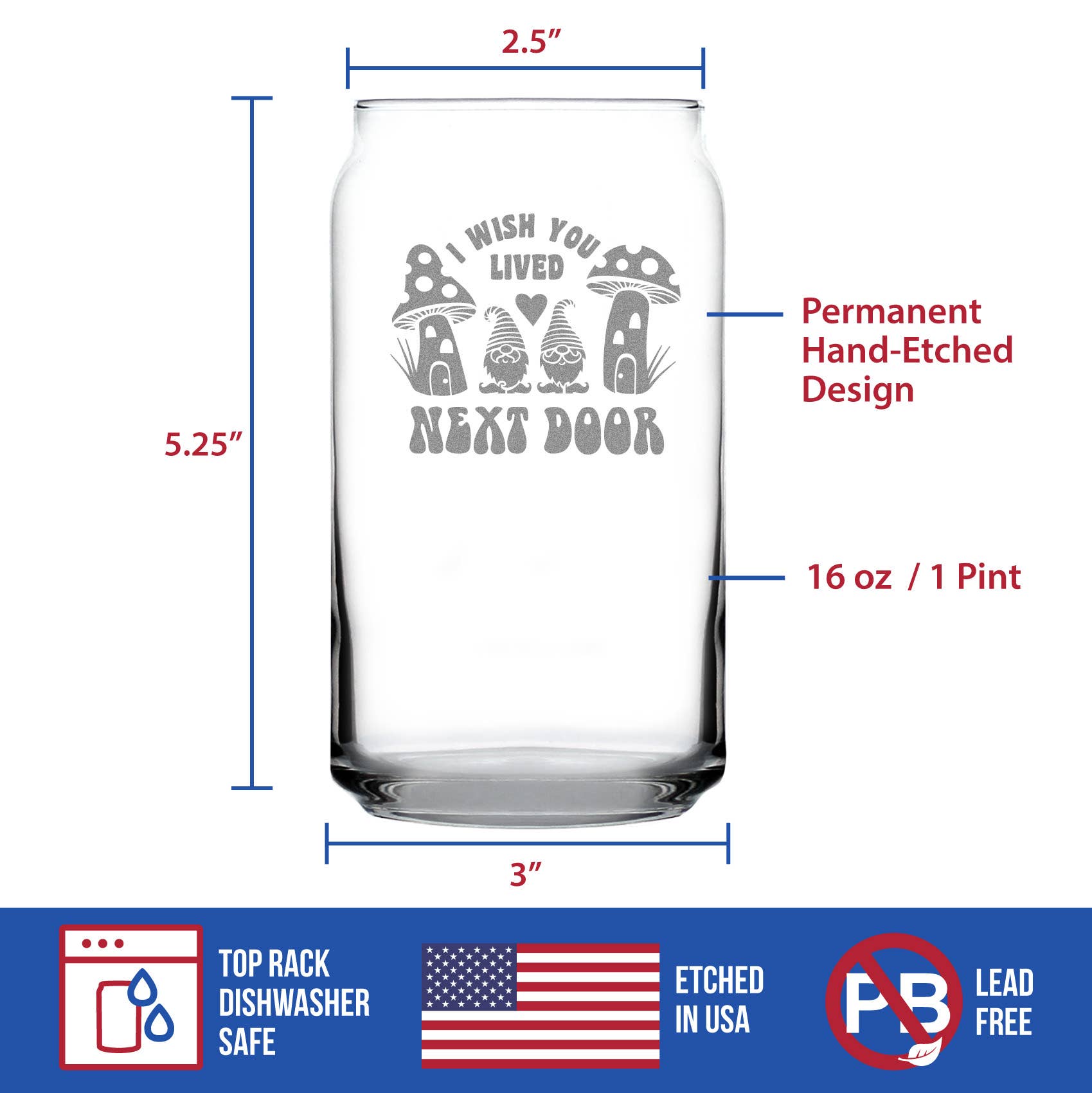 bevvee – wholesale Beer glass/mug – Wish You Lived Next Door - Beer Can Pint Glass - Friendship3