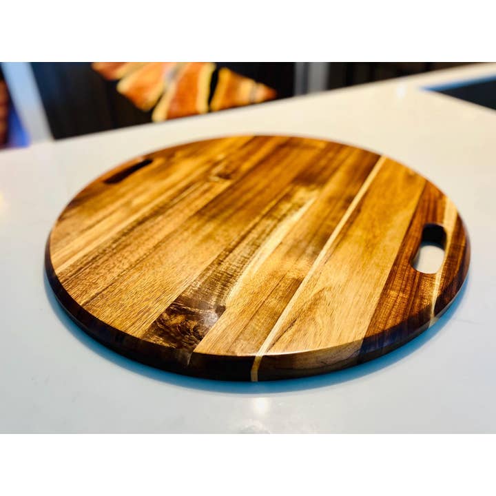 Planche à découper ronde en acacia de 24 pouces – Planche extra large pour la vente par DapperwoodSF