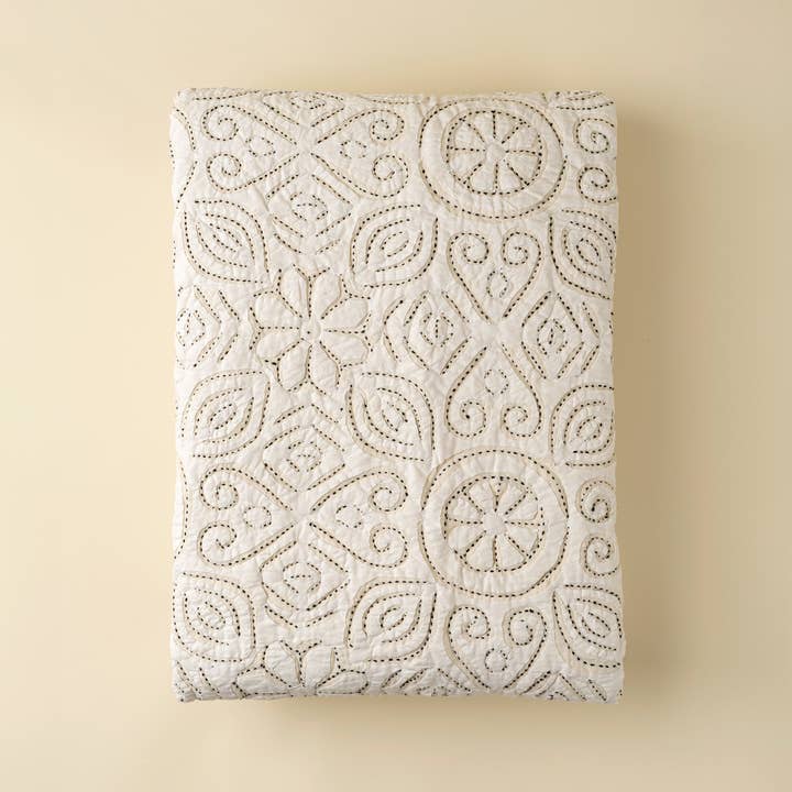 Liliette Cotton Cutwork Bed Quilt for wholesale by Indaba Trading