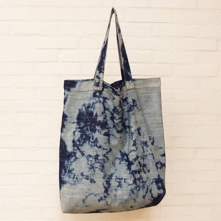 Tie dye denim tote for wholesale by BAAN