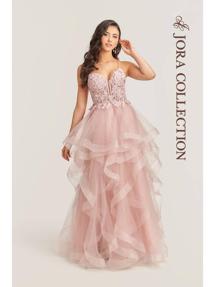 Jora Collections – Großhandel Abendkleid – Damen – F71115 MALVENFARBEN