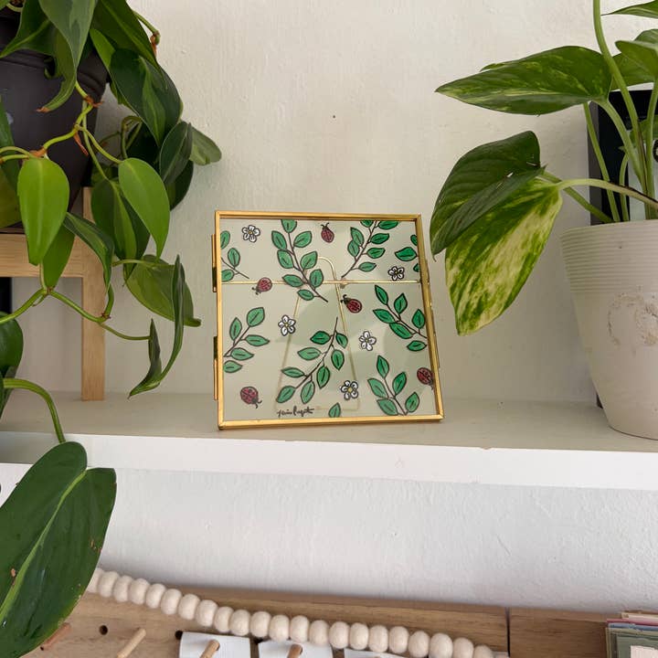 jcarp designs - Wholesale Decorative Tabletop Object - Hand-Painted Ladybug Glass Frame: Whimsical Home Decor0