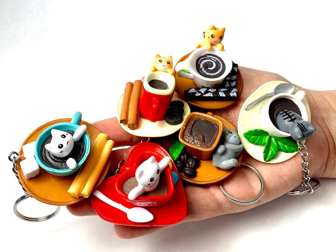 BCmini - Vente Porte-clés – unisexe - 12051 Breloque Clé Café Chat1