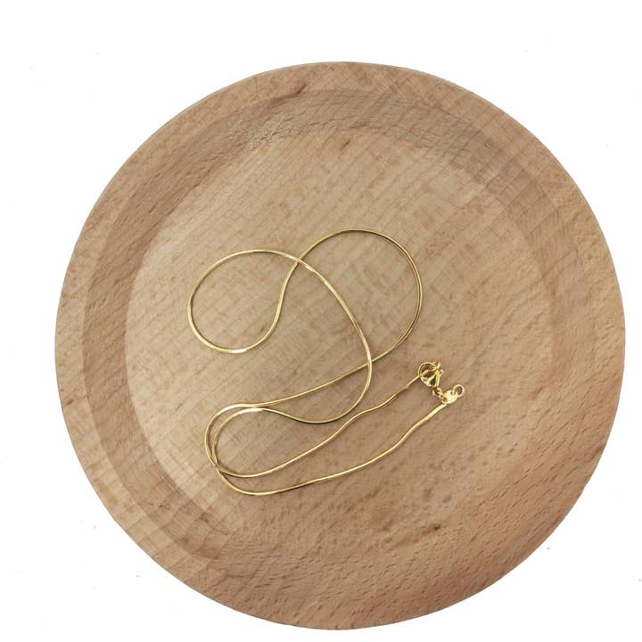 Aim Eternal - Wholesale Link & Chain Necklace - Gold Mini Round Snake Herringbone Chain 1mm 18 inch Necklace WA-1742