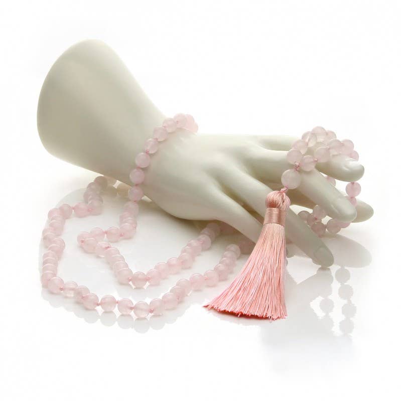UniArt - Vendita all'ingrosso Pietra/cristallo spirituale - Japa Mala buddista annodato in quarzo rosa1