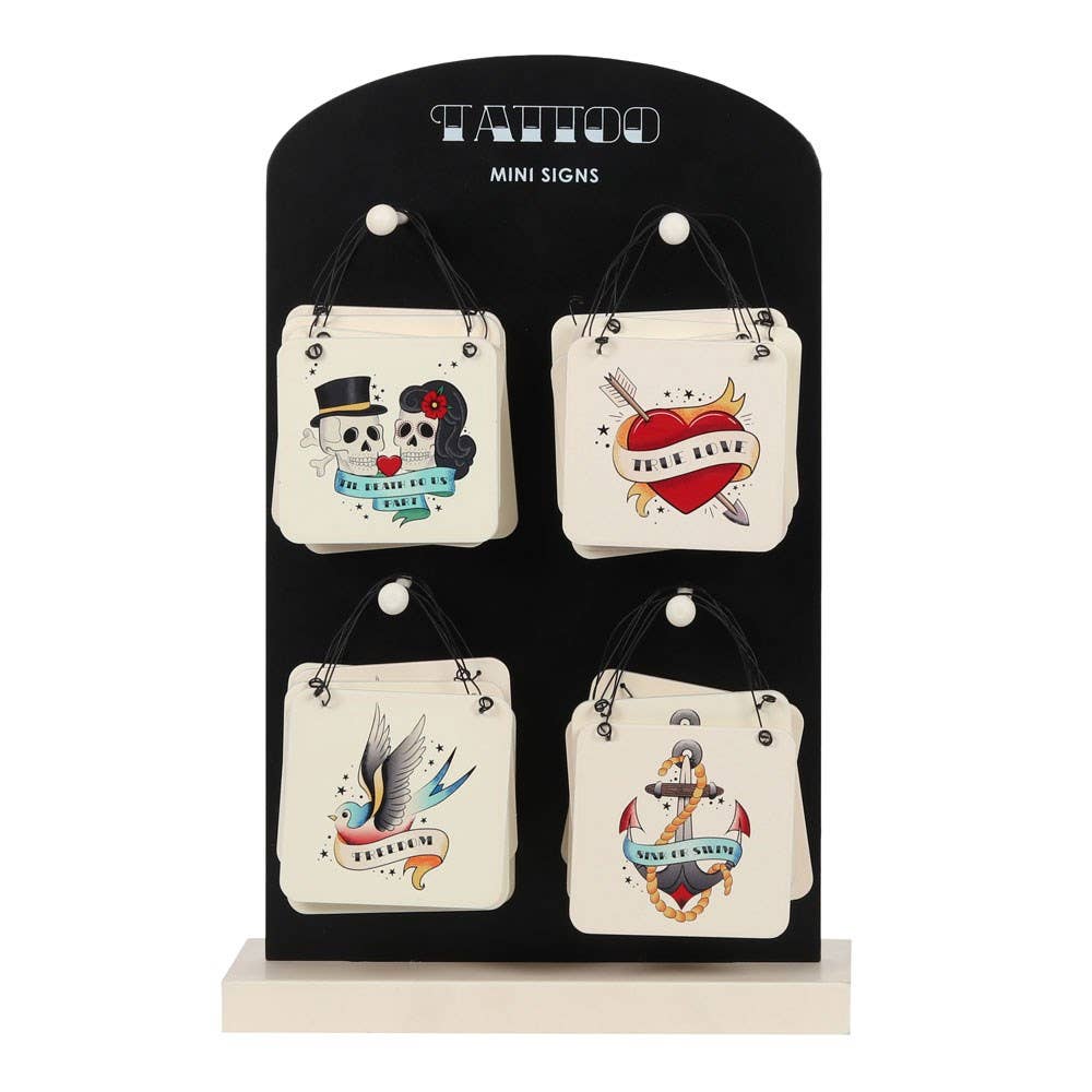 Something Different Wholesale - Vendita all'ingrosso Cartelli - Set di 24 mini cartelli con tatuaggi retrò da esposizione0