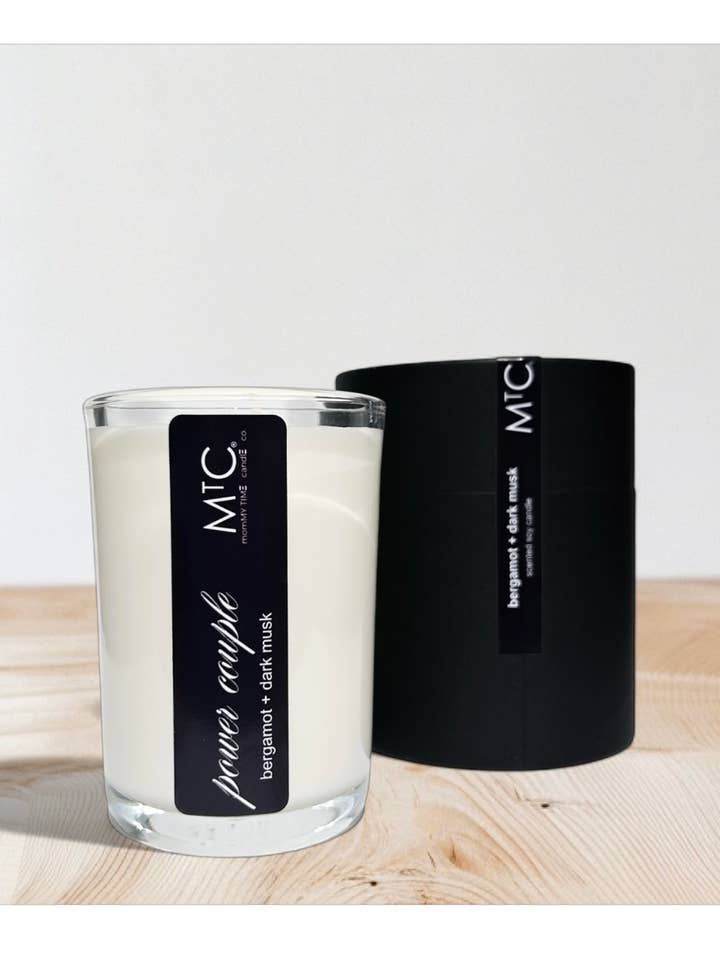 Bergamot + Dark Musk - Luxe Aroma Soy Candle | Power Couple for wholesale by momMY TIME candle co.