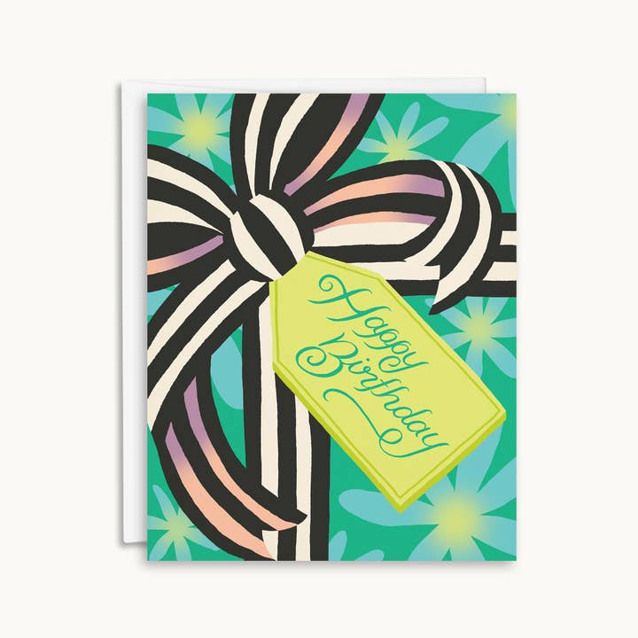 Happy Birthday Big Bow Card for wholesale by Salad Bar Studio