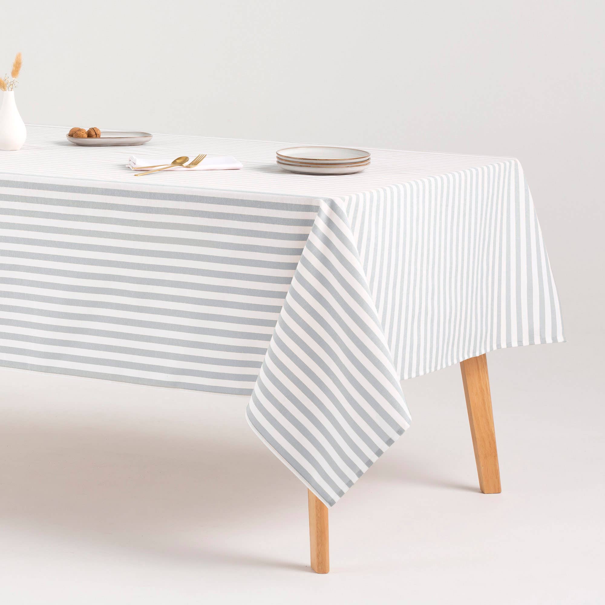 GAMUSI - Wholesale Tablecloth - Stain-resistant cotton tablecloth fabric feel stripes ALMA3