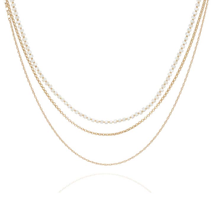 Bora Bora Shell 14k Gold Layered Necklace for wholesale by Ella Palm