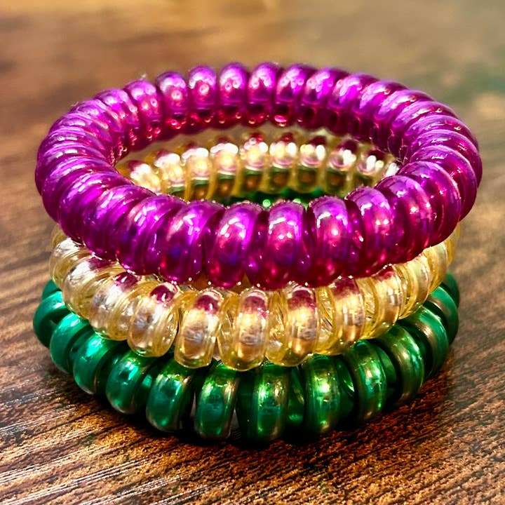 Mardi Gras Hair Coil Set- Metallics for wholesale by Sparkly South Wholesale
