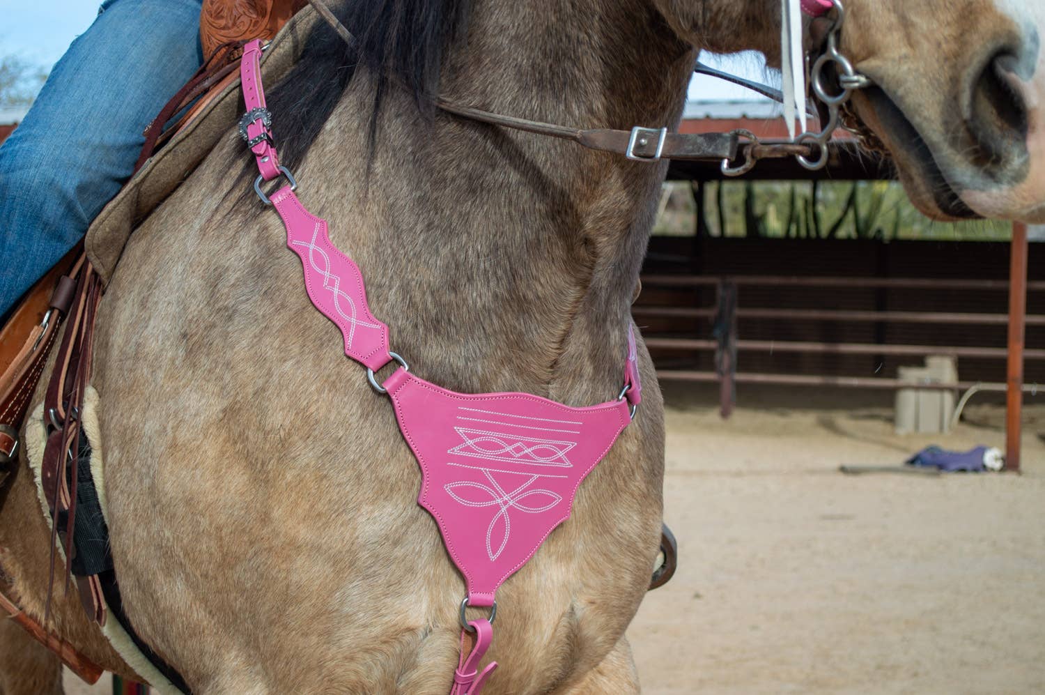 Schulz Equine - Wholesale Horseback Riding Gear - Pink Boot Stitch Headstall and Breast Collar Set5