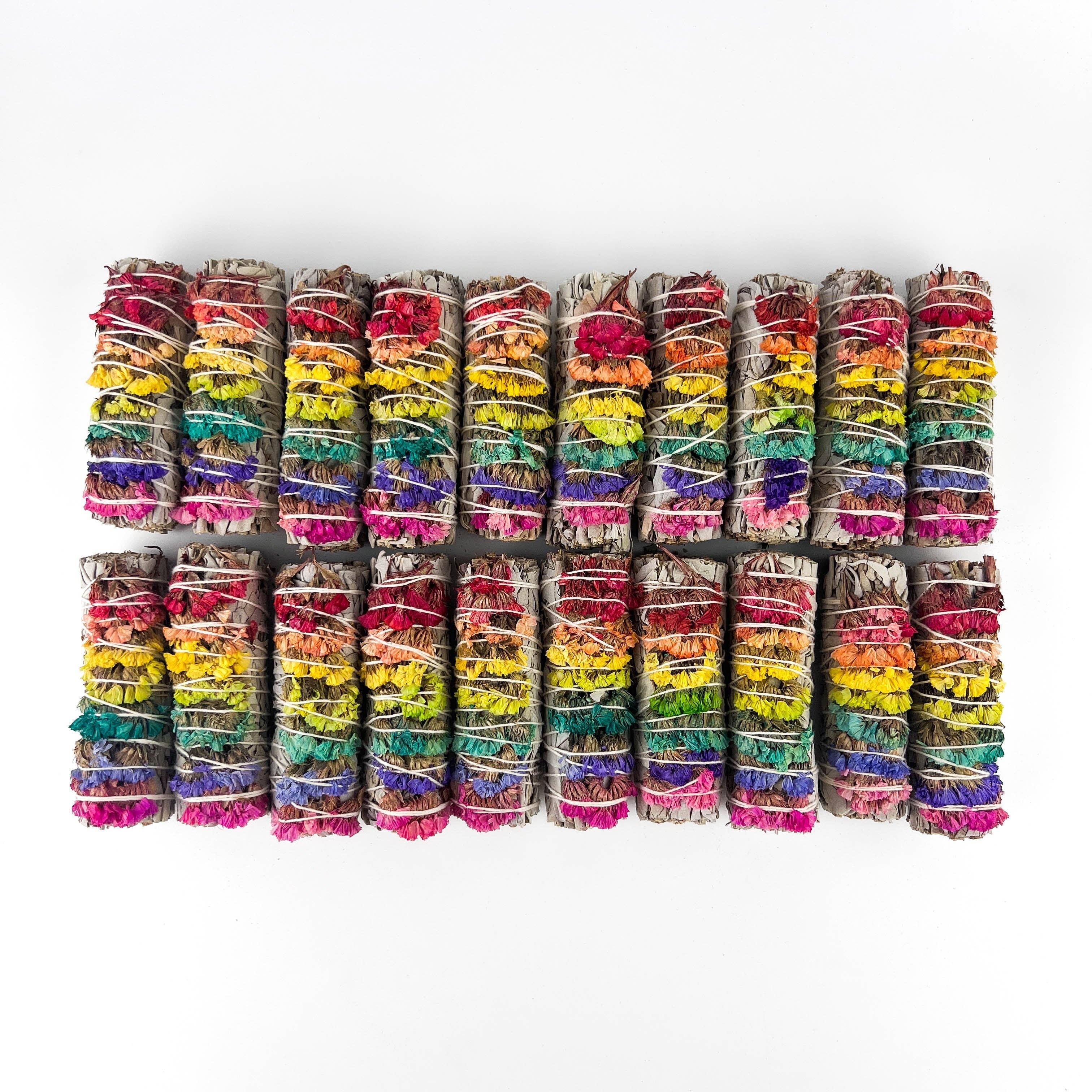 GREENROOTS USA LLC - Wholesale Sage Bundle - 7 Chakra Sinuata Flower White Sage 4" Organic Grown In Cali23