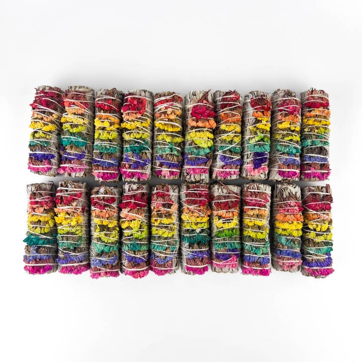 GREENROOTS USA LLC - Wholesale Sage Bundle - 7 Chakra Sinuata Flower White Sage 4" Organic Grown In Cali23