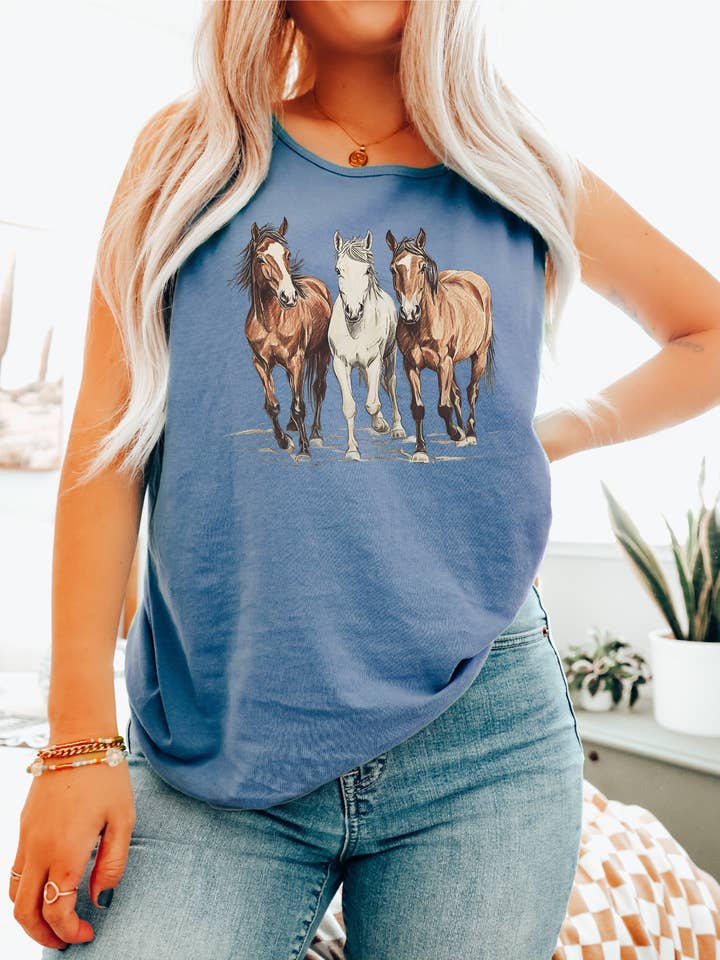 The Running Horses Tank for wholesale by Hank & Scoot