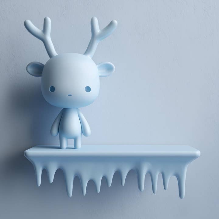 3D Printed Antler Buddy Wall Shelf | Minimal Icicle Edge Floating Ledge Display | Cute Winter Room Decor Accent for Cozy Home Interiors for wholesale by Decords