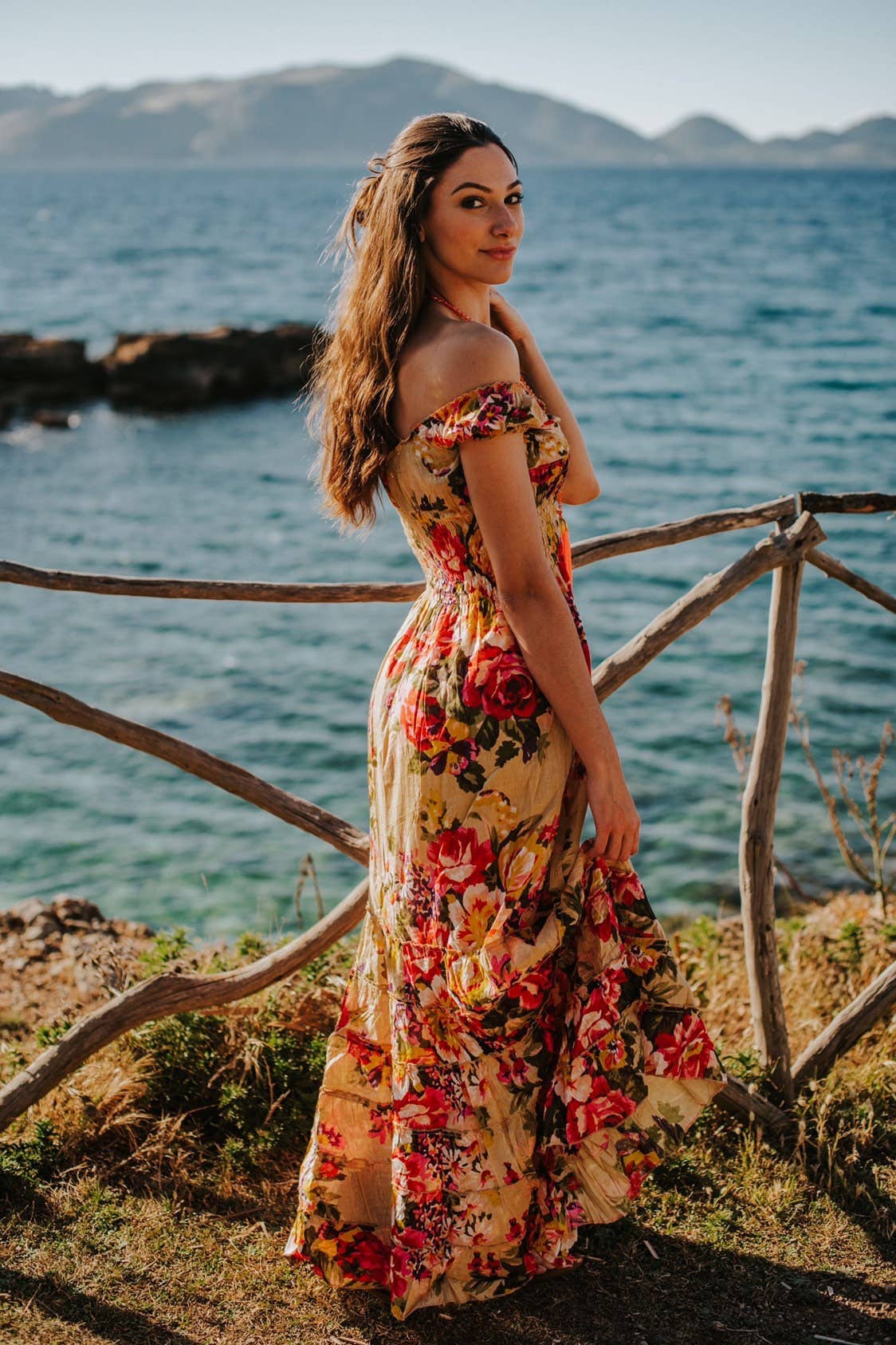 Miss Kitsch - Wholesale Dress - Women's - THAILAND Beige Floral Long Dress4