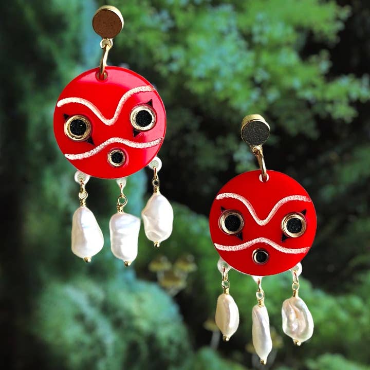 Studio Nena – Engroshandel Hængeøreringe og creoløreringe – Forest Princess øreringe med akryl og ferskvandsperler