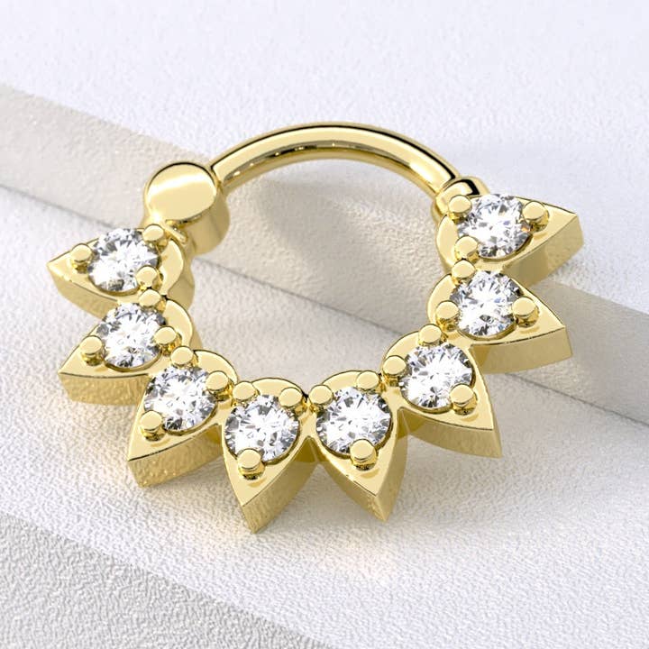 14K guld Diamond Lotus Clicker Hoop för wholesale av Umanative Design