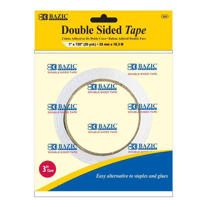 Double Sided Tape 1" X 20 Yard (720") for wholesale by BAZIC Products