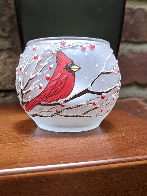 Small Candle Holder - Blown Glass - Hand Painted for wholesale by Glass by Iness