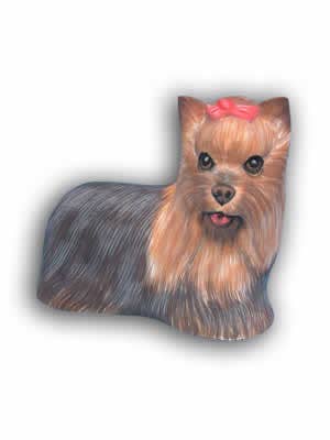Erik & Mike – wholesale Ornament – Yorkie Terrier dog Christmas Ornament painted & carved wood0