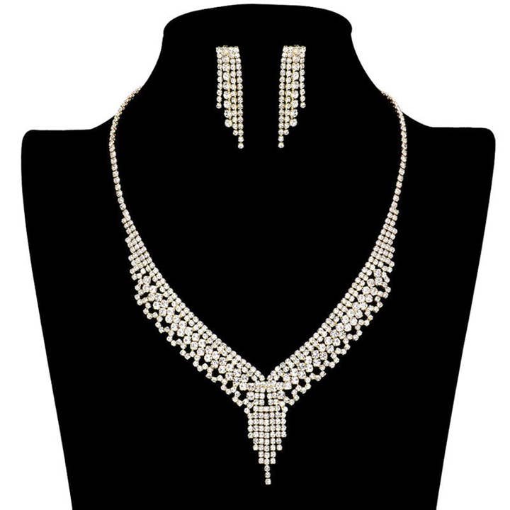 Sparkling Rhinestone Pave Necklace Earring Set for wholesale by Shopping2help