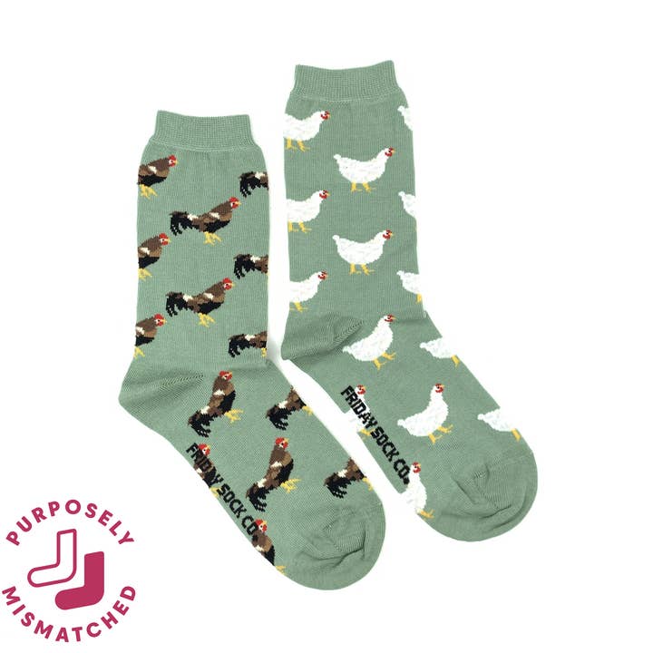 Damestrømper med høns og haner for engroshandel hos Friday Sock Co.