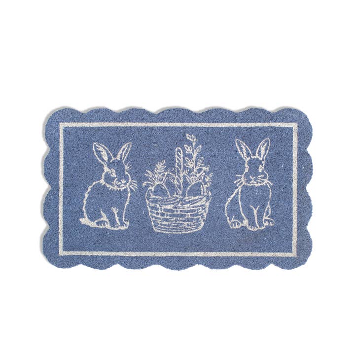 Tapete de Fibra de Coco Morgan Bunny Scallop Azul Claro/Branco 45x75 cm por atacado de The Royal Standard
