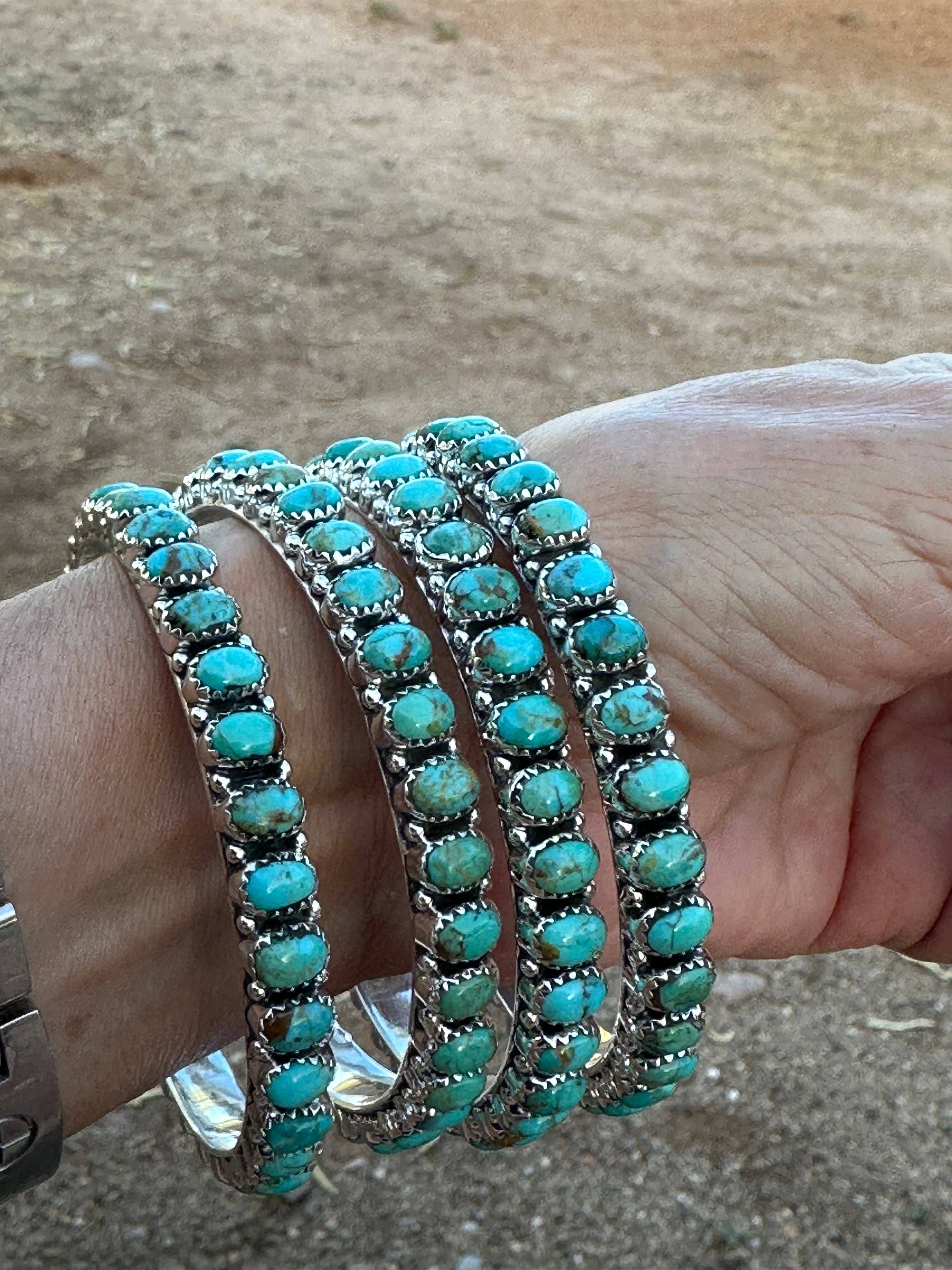 Nizhonitradersllc – Engroshandel Armbånd – Håndlavet Royston Turkis & Sterlingsølv Armbånd 7,5 tommer2