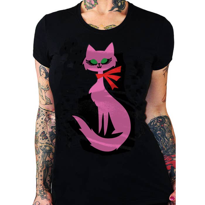 RETRO KITTY T-Shirt mit Motiv für Katzenliebhaber für den Großhandel von Pinky Star