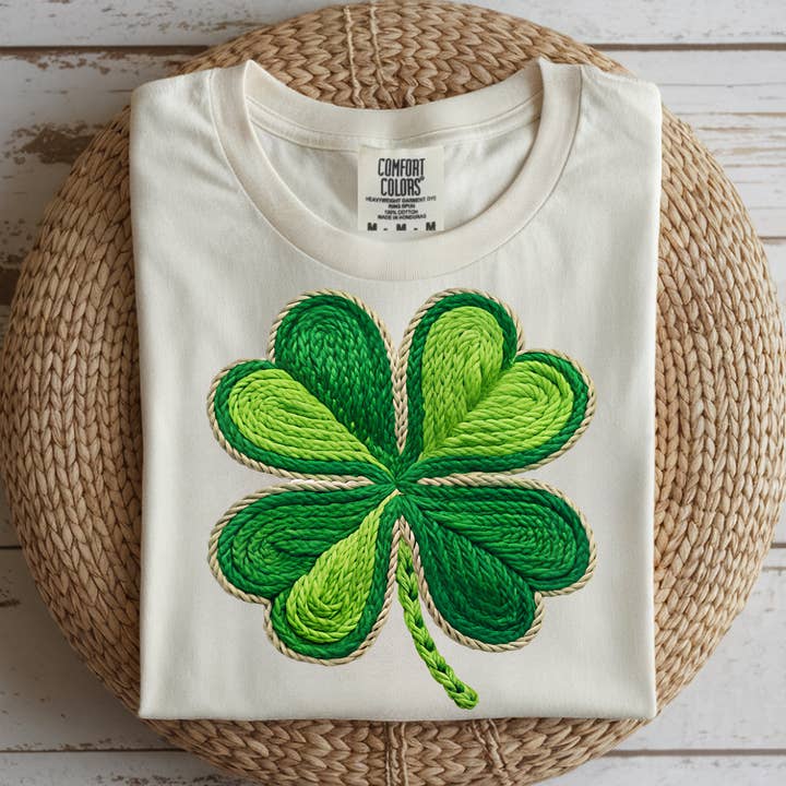 FAUX YARN SHAMROCK ST. PATRICK'S DAY DTF TRANSFER for wholesale by Remi Lee Transfers