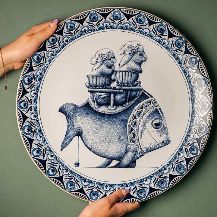 Heinen Delfts Blauw - Wholesale Wall Accent - Wall Plate Redmer Hoekstra Fish1