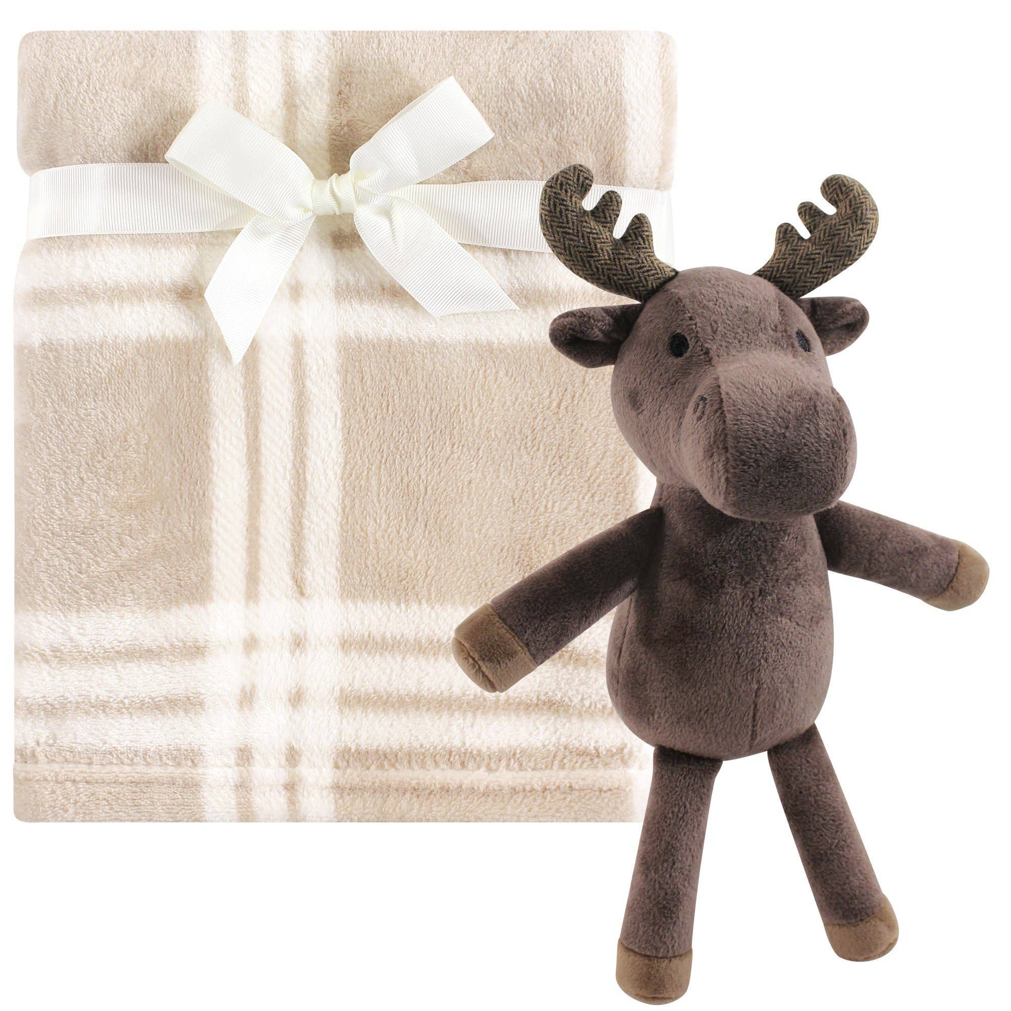 BabyVision - Wholesale Bedding Blanket - Kids & Baby - Hudson Baby Plush Blanket with Toy, Modern Moose0