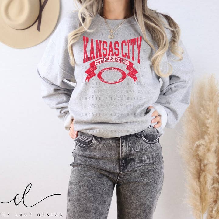 Kansas City Retro fotboll Crewneck Etablerad 1960 för wholesale av Chantely Lace