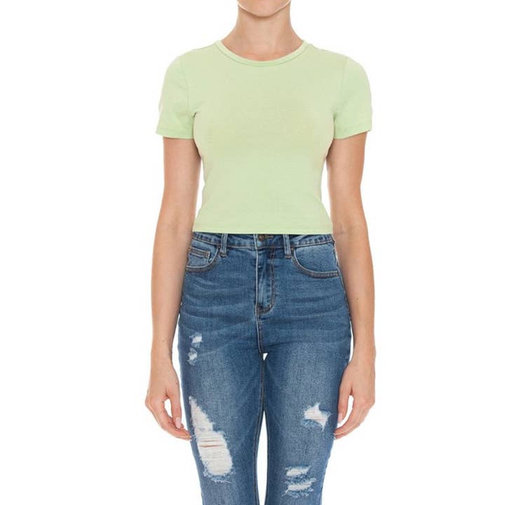 UP CLOTHING - Wholesale T-Shirt - Women's - CREW NECK SHORT SLEEVE CROP TEE TOP39