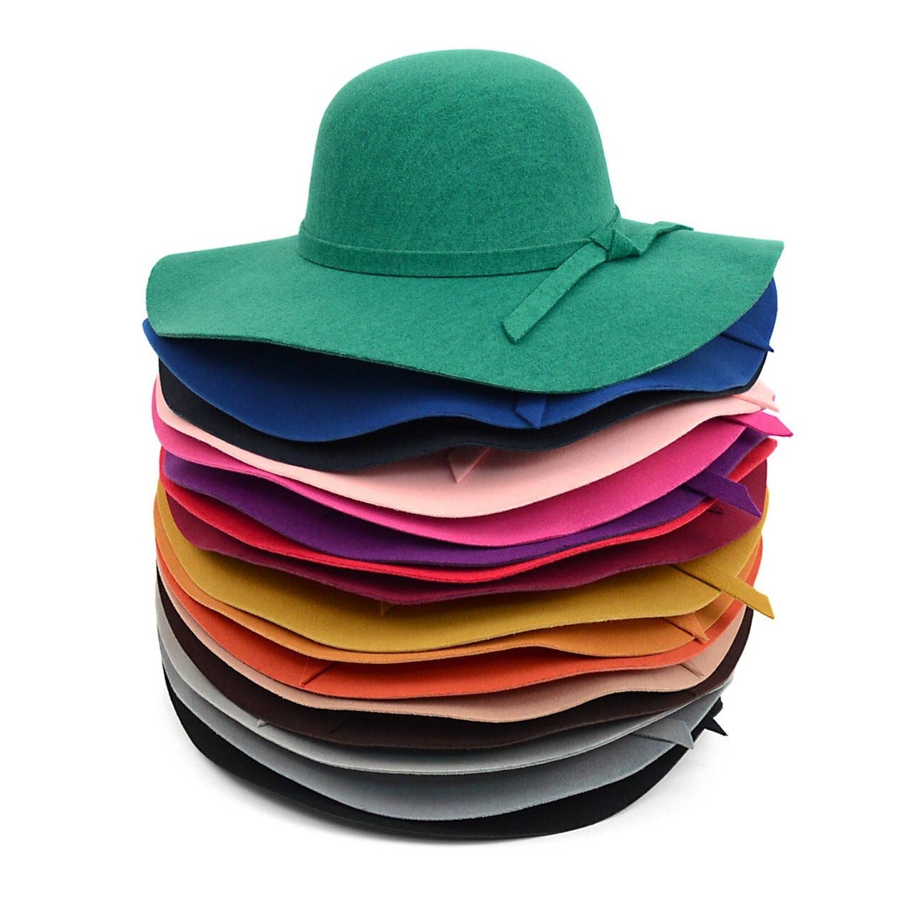 Selini New York - Wholesale Fedora - Women's - Women's Polyester Felt Floppy Wide Brim Bowknot Hat23