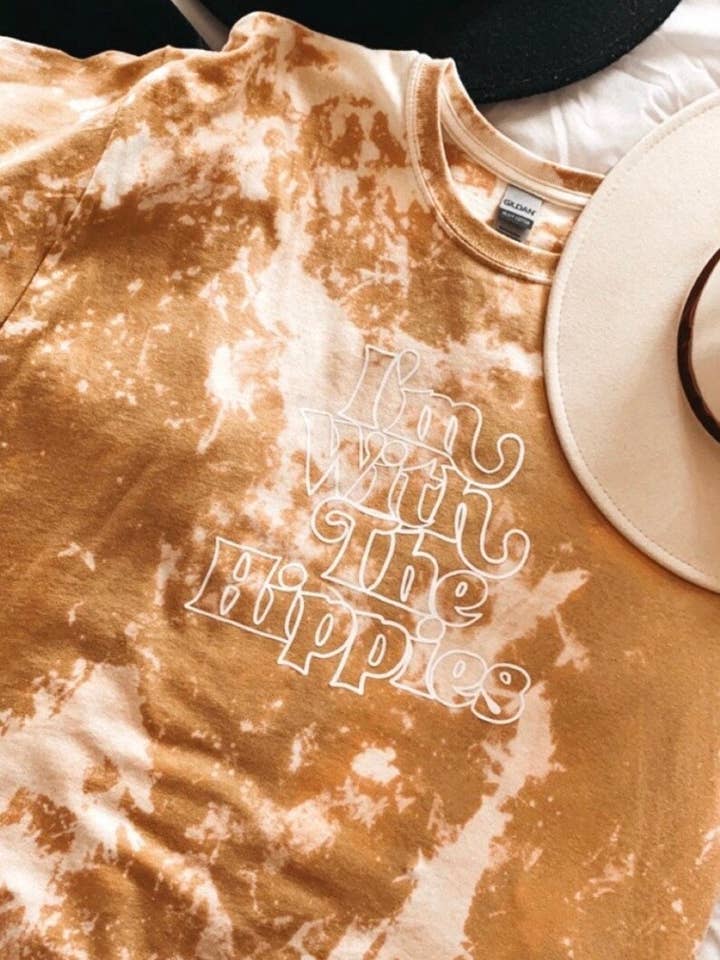 I'm with the Hippies | Reverse Tie Dye Bleached Shirt for wholesale by whaddupkait designs