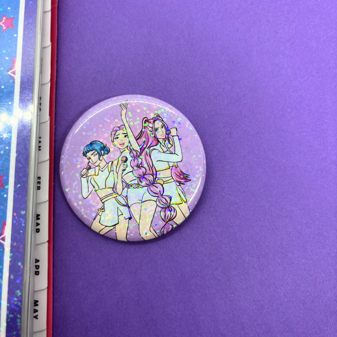 Kish B. Designs - Vente Épinglettes/boutons - Huntrix| KPop| Chasseurs de démons| Grand| Badge à épingle1