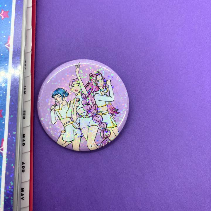 Kish B. Designs - Wholesale Lapel Pin/Button - Huntrix| KPop| Demon Hunters| Large| Pin Back Button1