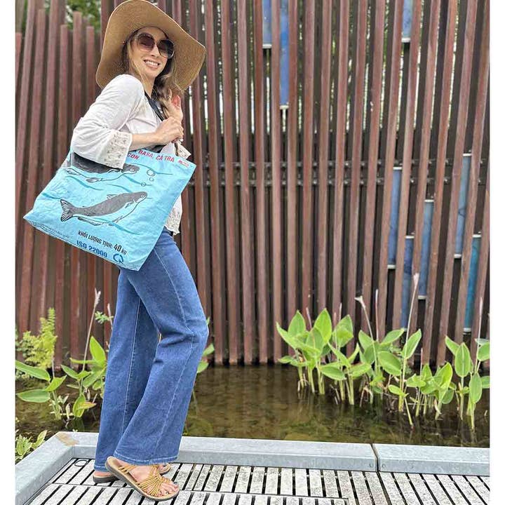 Malia Designs - Wholesale Grocery/Shopping Bag - Lite Blue Shopping Tote - Eco Grocery Bag - Recycled Tote2