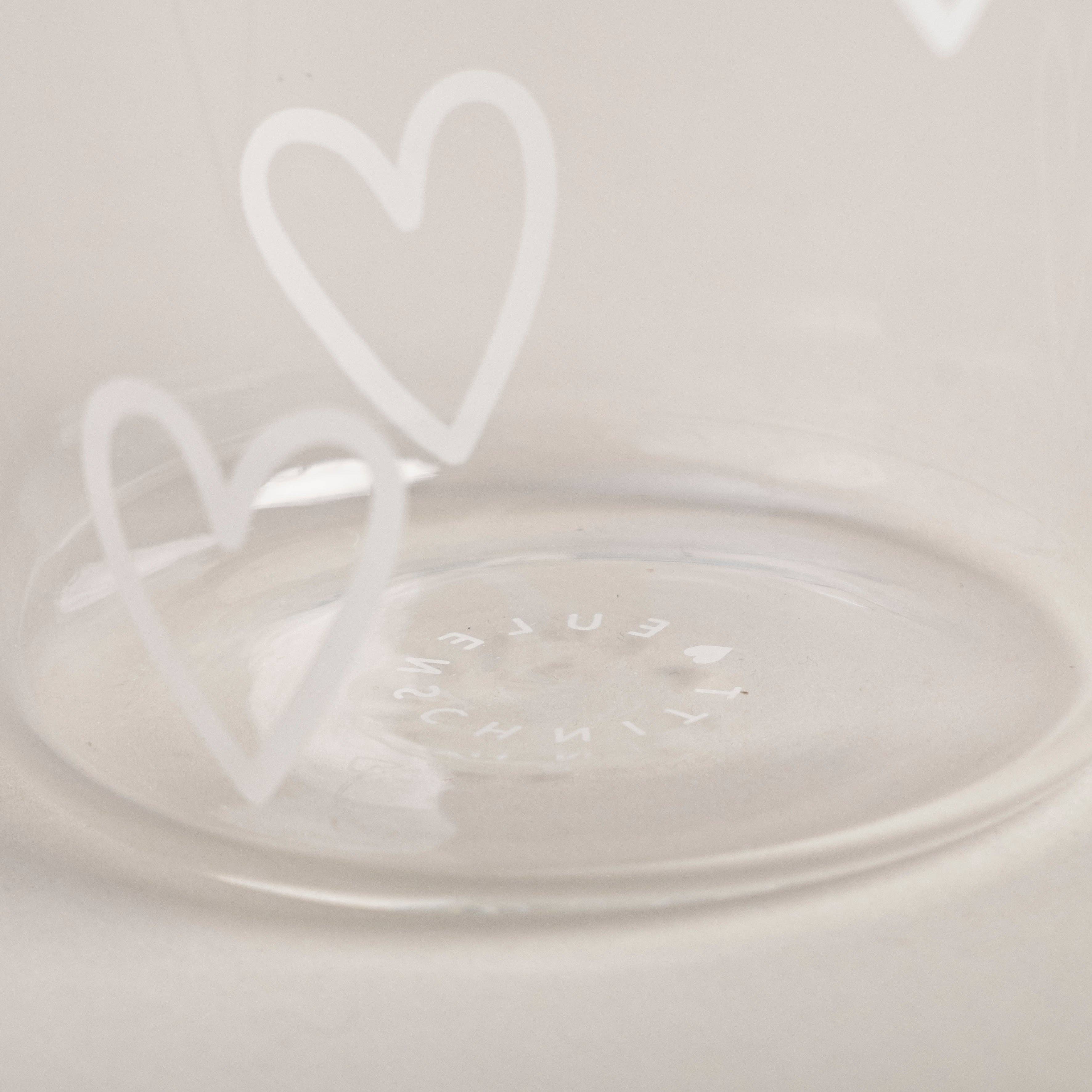 Eulenschnitt - Wholesale Drinking Glass/Cup - Drinking glass hearts white (VE = 6 pcs)16