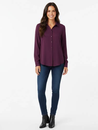 Ladies Long Sleeves, Solid Rayon tunics. Red, Black, Purple. Style# 617 for wholesale by Stylish Shirley & ESJAYMENSWEAR