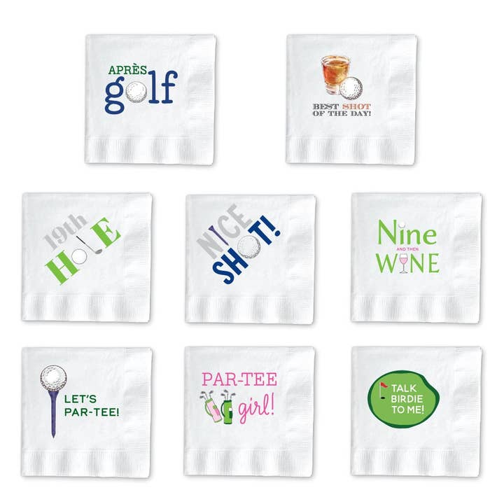 SERVIETTES À COCKTAIL DE GOLF pour la vente par Donovan Designs