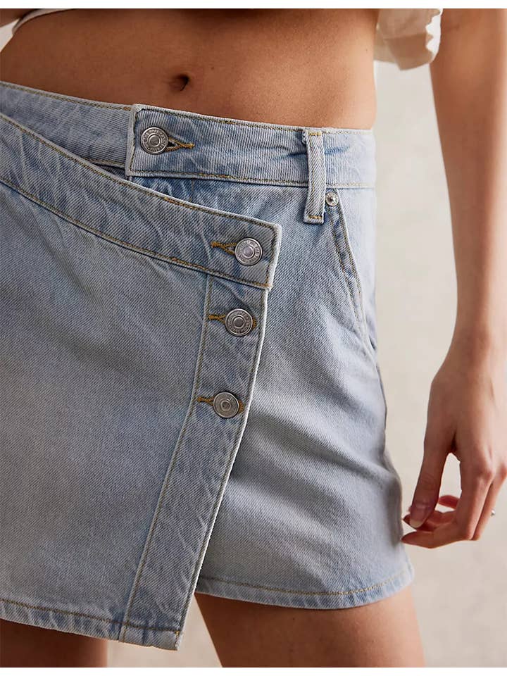 Sweetkama – Großhandel Rock – Damen – Damen-Mini-Jeansrock mit asymmetrischer Tasche SKS5413