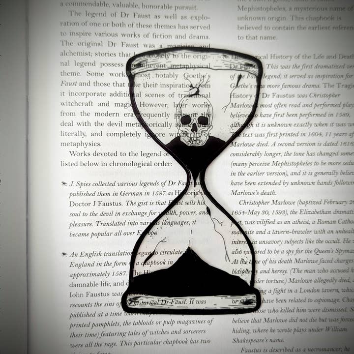 Dark Veinlet – Großhandel Lesezeichen – Clear Bookmark - Sanduhr Skull Goth Gothic Horror1