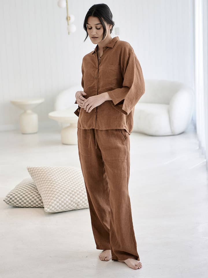 Noce moscata Camicia Fundamental in lino - Noce moscata in vendita all'ingrosso su Faire8