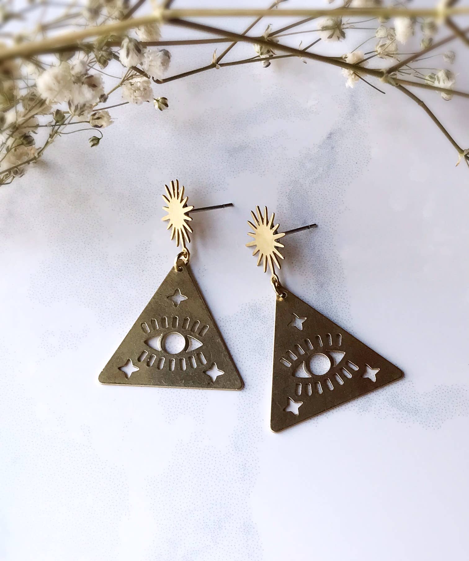 Pearl and Ivy Studio - Wholesale Dangle Earrings - Evil eye sun earrings brass earrings - Pharaoh1