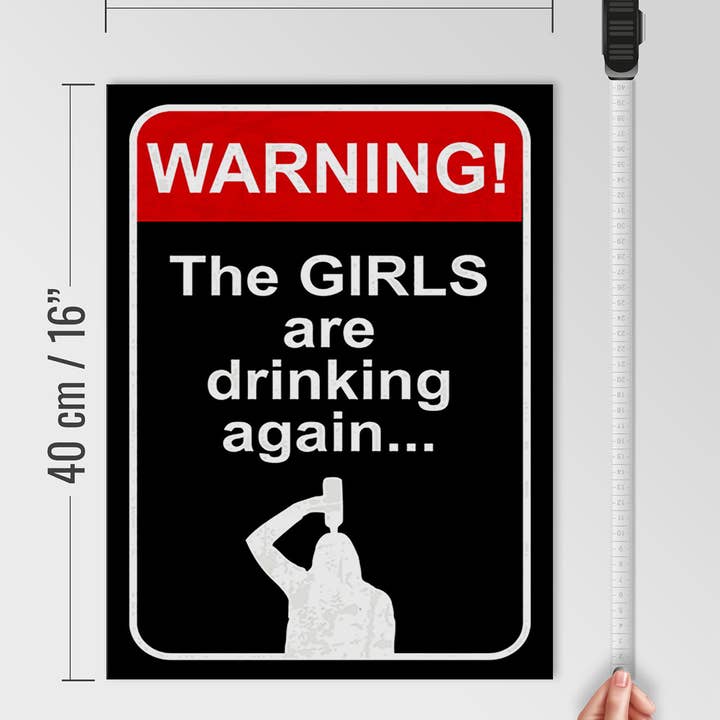 Femer – Großhandel Schilder – Holzschild Spruch 30x40 cm Warning girls drinking Schild3