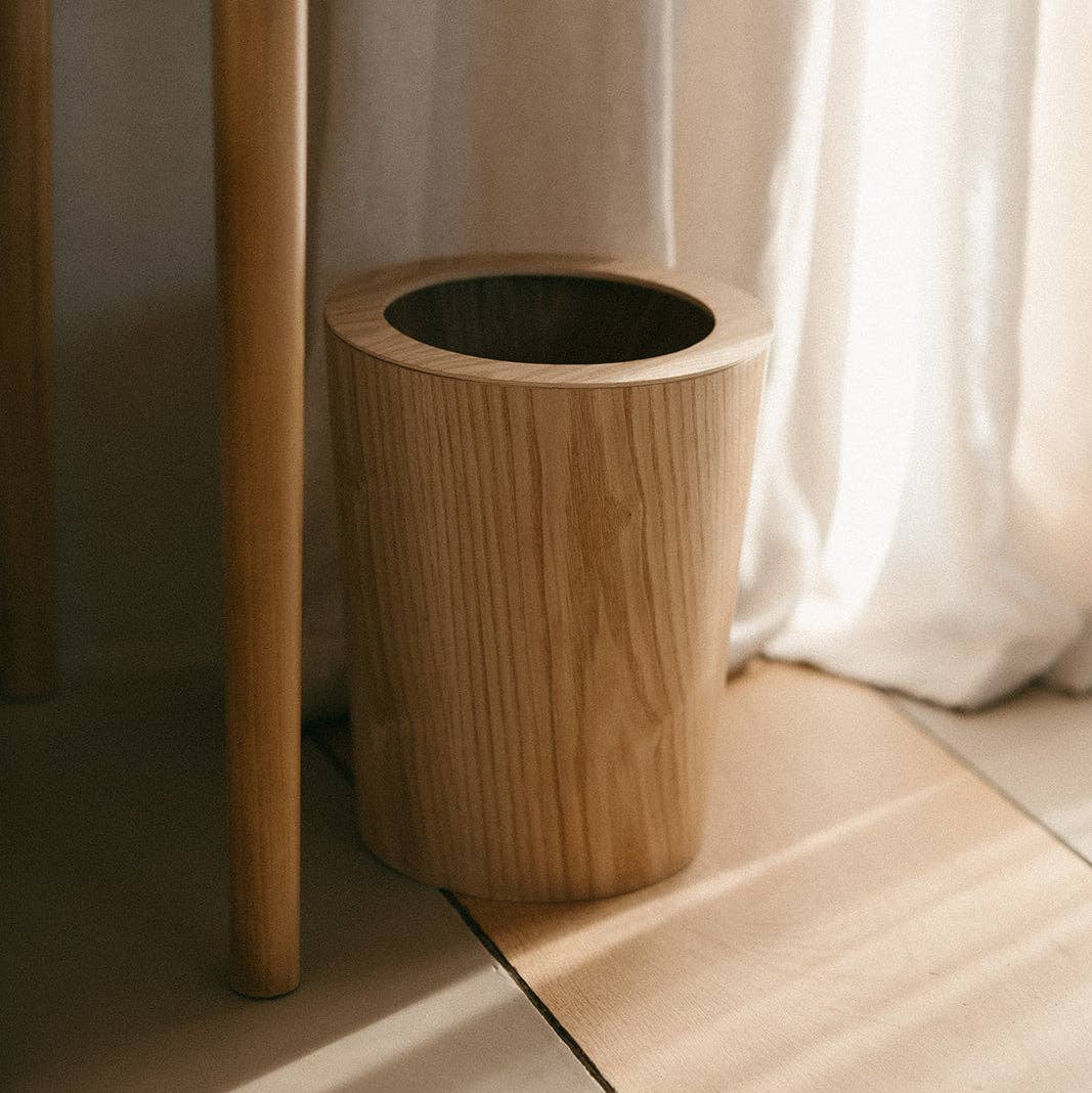 Andrea House - Vendita all'ingrosso Cestino/bidone della spazzatura - Cestino da ufficio beige in legno1